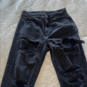 American Eagle Outfitters Dark Gray Distressed Boyfriend Jeans
